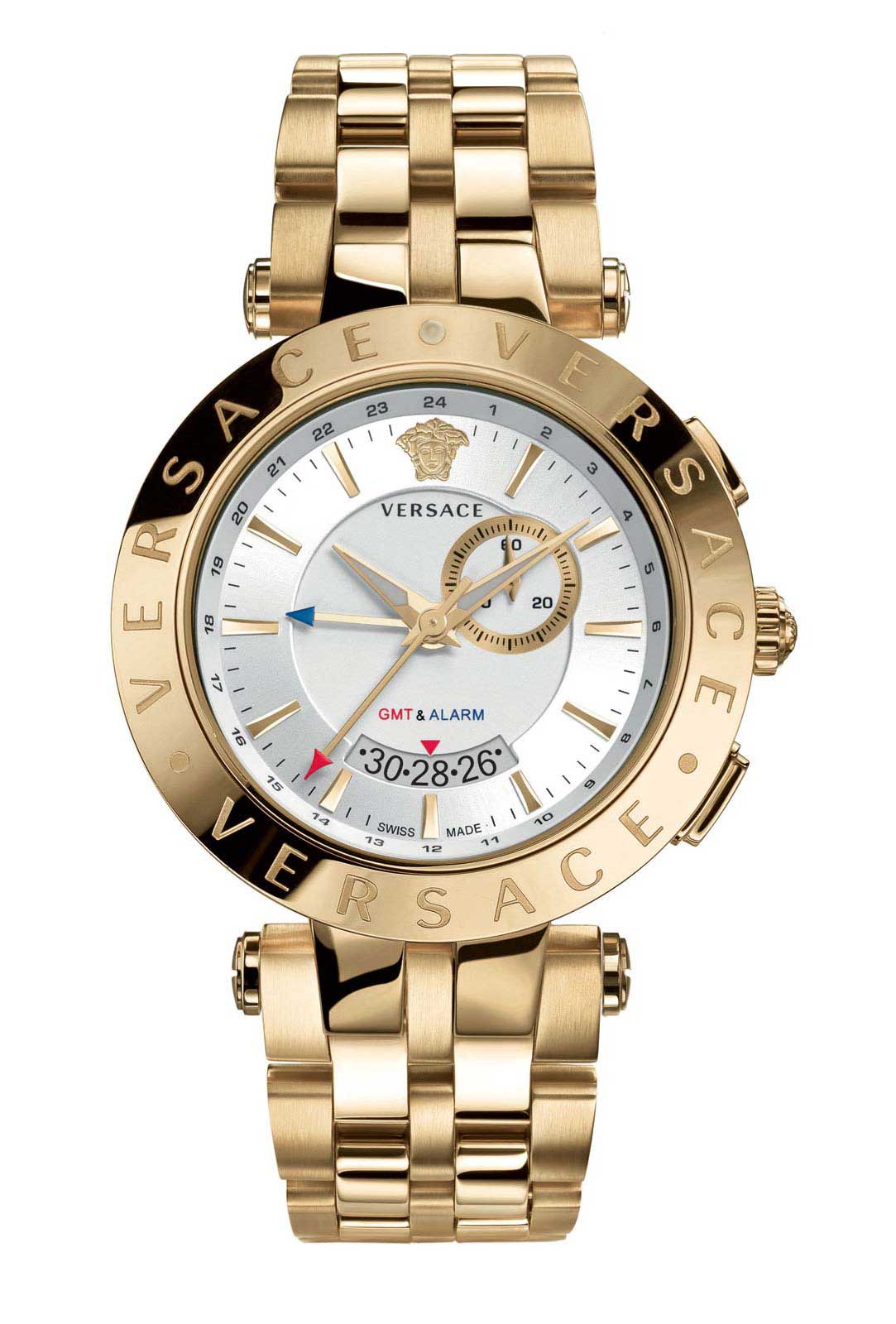 Versace QUARTZ GMT watch 8176-1990 GOLD WHITE/SILVER DIAL